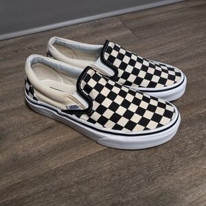 Vans Classic Black/Off-White Checkerboard Slip-On Women Size 5.5